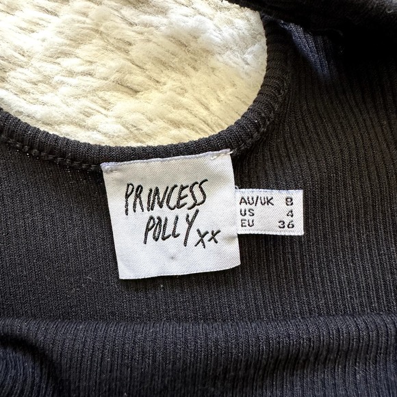 Princess Polly Double One Shoulder Black Ribbed Bodycon Midi Dress Women's Sz 4 - Picture 7 of 8